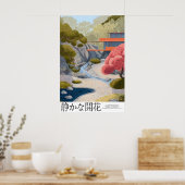 禅庭園の風景ポスター ピンクの木, 砂をかきならしたもの ポスター (キッチン)