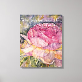 禅引用文バラ水彩画 キャンバスプリント