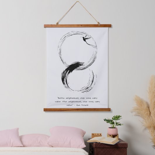 禅引用文：知恵と瞑想 吊り下げ型タペストリー (寝室)