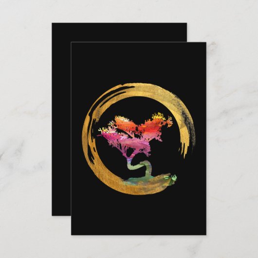 禅日本の盆栽サークルエンソアジアン サンキューカード (正面/裏面)