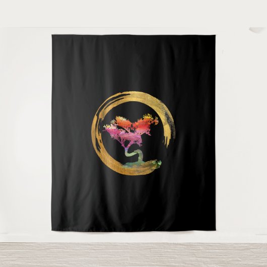 禅日本の盆栽サークルエンソアジアン タペストリー (正面)