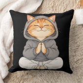 禅猫のパーカー姿 - かわいい瞑想カートゥーン猫 クッション (ブランケット)