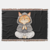 禅猫のパーカー姿 - かわいい瞑想カートゥーン猫