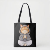 禅猫のパーカー姿 - かわいい瞑想カートゥーン猫 トートバッグ (正面)