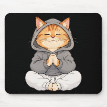 禅猫のパーカー姿 - かわいい瞑想カートゥーン猫