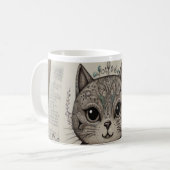 禅猫の曼荼羅柄 イラスト入り コーヒーマグ コーヒーマグカップ (正面左)