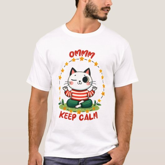 禅猫の瞑想 Tシャツ (正面)