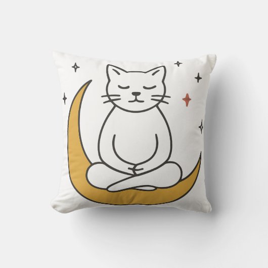 禅猫瞑想アート クッション (正面)
