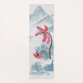 禅画赤蓮花山背景 ヨガマット (正面)