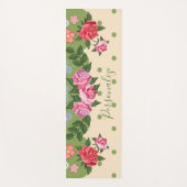 禅瞑想バラガーデンレッドピンクグリーン ヨガマット (正面)