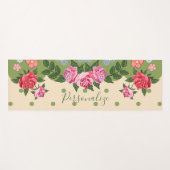 禅瞑想バラガーデンレッドピンクグリーン ヨガマット (正面(横))