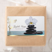 禅石ホワイトオーキッド金ゴールドツリーウィメンシルエット ラベル (インサイチュ)