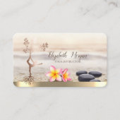 禅石、花、バラ金ゴールドツリー女性シルエット 名刺 (正面)