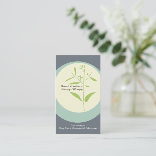 禅竹マッサージセラピー名刺 – グレー 名刺 (スタンド正面)