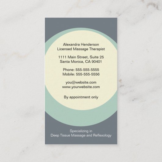 禅竹マッサージセラピー名刺 – グレー 名刺 (裏面)