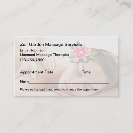 禅美しいマッサージサービスアポイントメントカード 予約カード (正面)