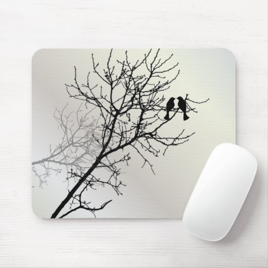 禅自然横白黒ツリーシルエット マウスパッド (マウス)