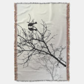 禅自然風景白黒ツリーのシルエット スローブランケット (正面縦)