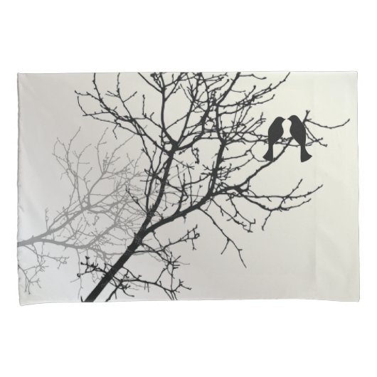 禅自然風景白黒ツリーのシルエット 枕カバー (正面右)