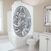 禅落書きのスタイルの抽象的なパターン シャワーカーテン (インサイチュ)