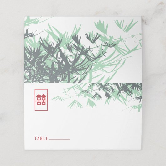 禅葉竹の二重中国の幸結婚せ プレイスカード (外部開封)