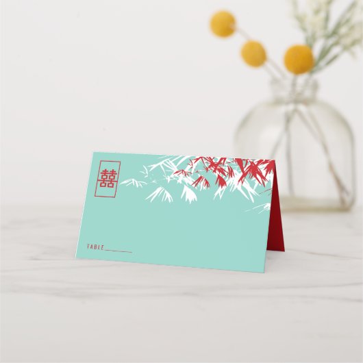 禅葉竹の二重中国の幸結婚せ プレイスカード (正面)