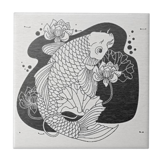 禅鯉蓮磁器タイル タイル (正面)