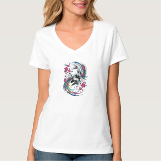 禅鯉魚の陰陽の流れ Tシャツ