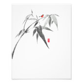 禅鳥の竹 – ミニマルなインクウォールアート フォトプリント            (正面)