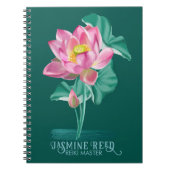 禅 ピンクの蓮の花 | レイキマスター＆ヒーラー ノートブック (正面)