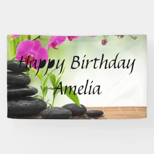 禅，平和，ピンクのラン，美しい，スパ，癒し，ヨガ，c 横断幕 (横)