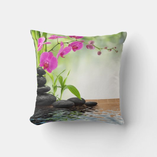 禅,平和,ピンクの蘭,美しい,スパ,癒し,ヨガ,c クッション (正面)