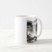 禅 水墨画 風景画 山 水墨画 コンパス コーヒーマグカップ (正面右)