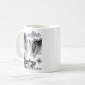 禅 水墨画 風景画 山 水墨画 コンパス コーヒーマグカップ (正面左)
