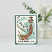 福のシンボルヴィンテージ日本のシルクラベル ポストカード (スタンド正面)