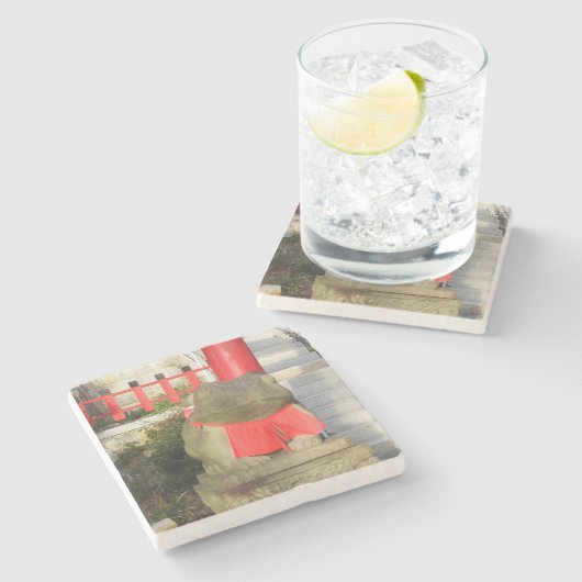 福ケル福かえる赤よだかけつきフォーチュンカエル ストーンコースター (横)