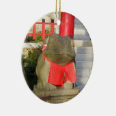 福ケル福かえる赤よだかけつきフォーチュンカエル セラミックオーナメント (右)