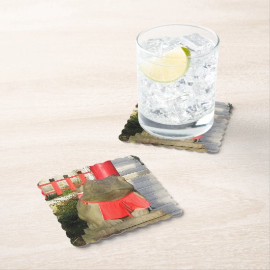 福ケル福かえる赤よだかけつきフォーチュンカエル ペーパーコースター (インサイチュ)