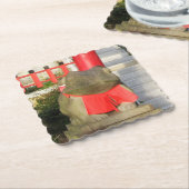 福ケル福かえる赤よだかけつきフォーチュンカエル ペーパーコースター (アングル)