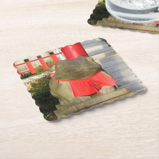 福ケル福かえる赤よだかけつきフォーチュンカエル ペーパーコースター (アングル)