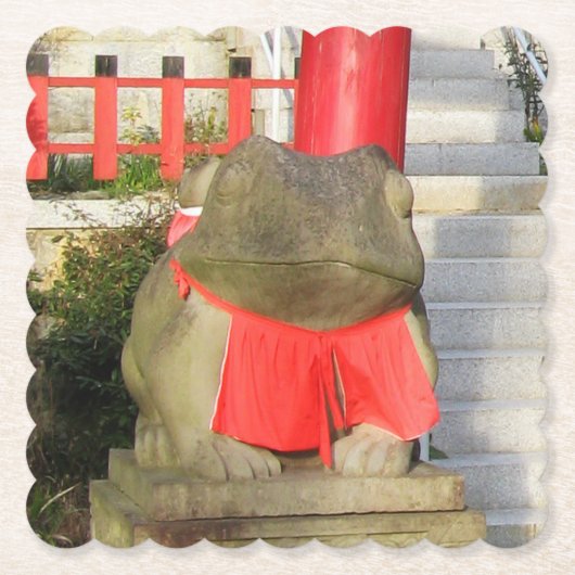 福ケル福かえる赤よだかけつきフォーチュンカエル ペーパーコースター (正面)