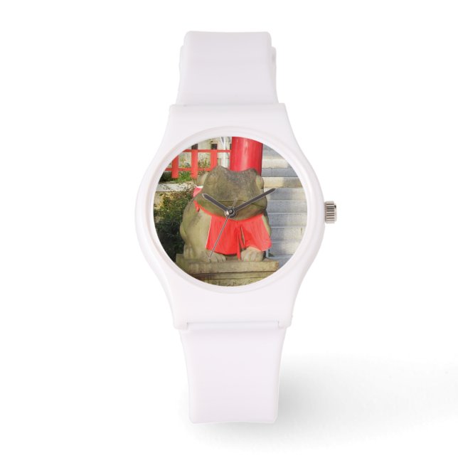 福ケル福かえる赤よだかけつきフォーチュンカエル 腕時計 (正面)