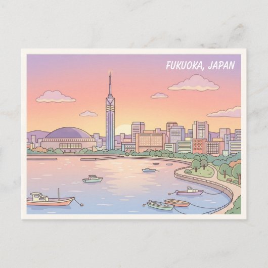 福岡 日本 夕焼け 旅行 ポストカード (正面)