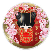 福日本の運こけし人形 セラミックノブ (正面)