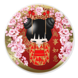 福日本の運こけし人形 セラミックノブ