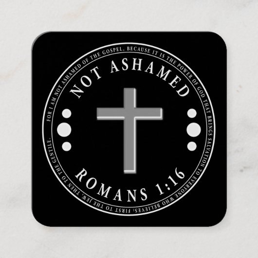 福音のキリスト教の聖句を恥じない スクエア名刺 (正面)