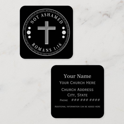 福音のキリスト教の聖句を恥じない スクエア名刺 (正面/裏面)