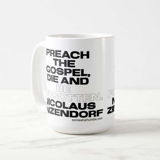 福音を宣べ伝え、死ね、生きる忘れこと コーヒーマグカップ (正面左)