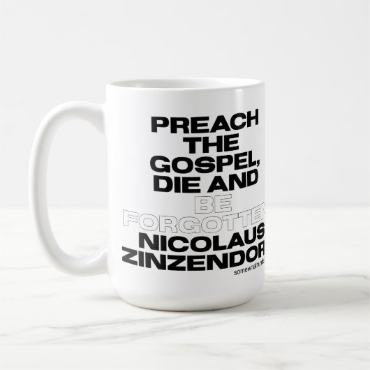 福音を宣べ伝え、死ね、生きる忘れこと コーヒーマグカップ (左)