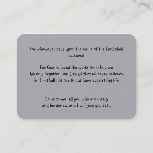 福音伝道主義の救いのポケットの形見を呼び込む 名刺 (裏面)